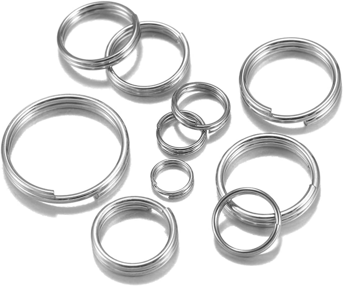 50/100pcs/lot 5-15mm Stainless Steel Open Double Jump Rings for DIY Key  Double Split Rings Connectors for Jewelry Making (Color : Stainless Steel,  Size : 0.7x7mm) 